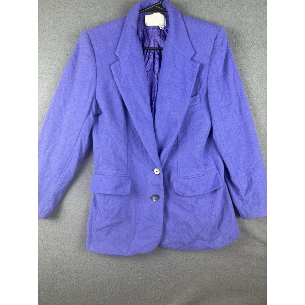 Vintage Michele Women's Size 6 Purple 100% Pure Wool Jacket-2 Button